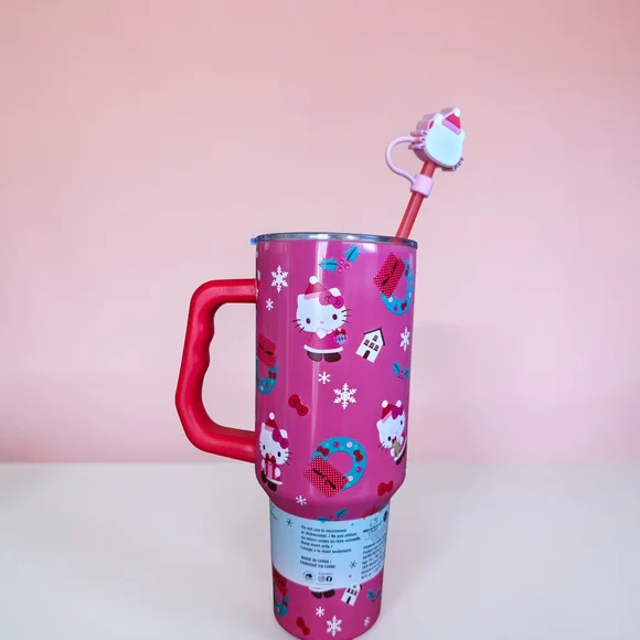 NWT Hello Kitty Christmas 40oz Stainless Steel Holiday Tumbler With Straw - Picture 3 of 4